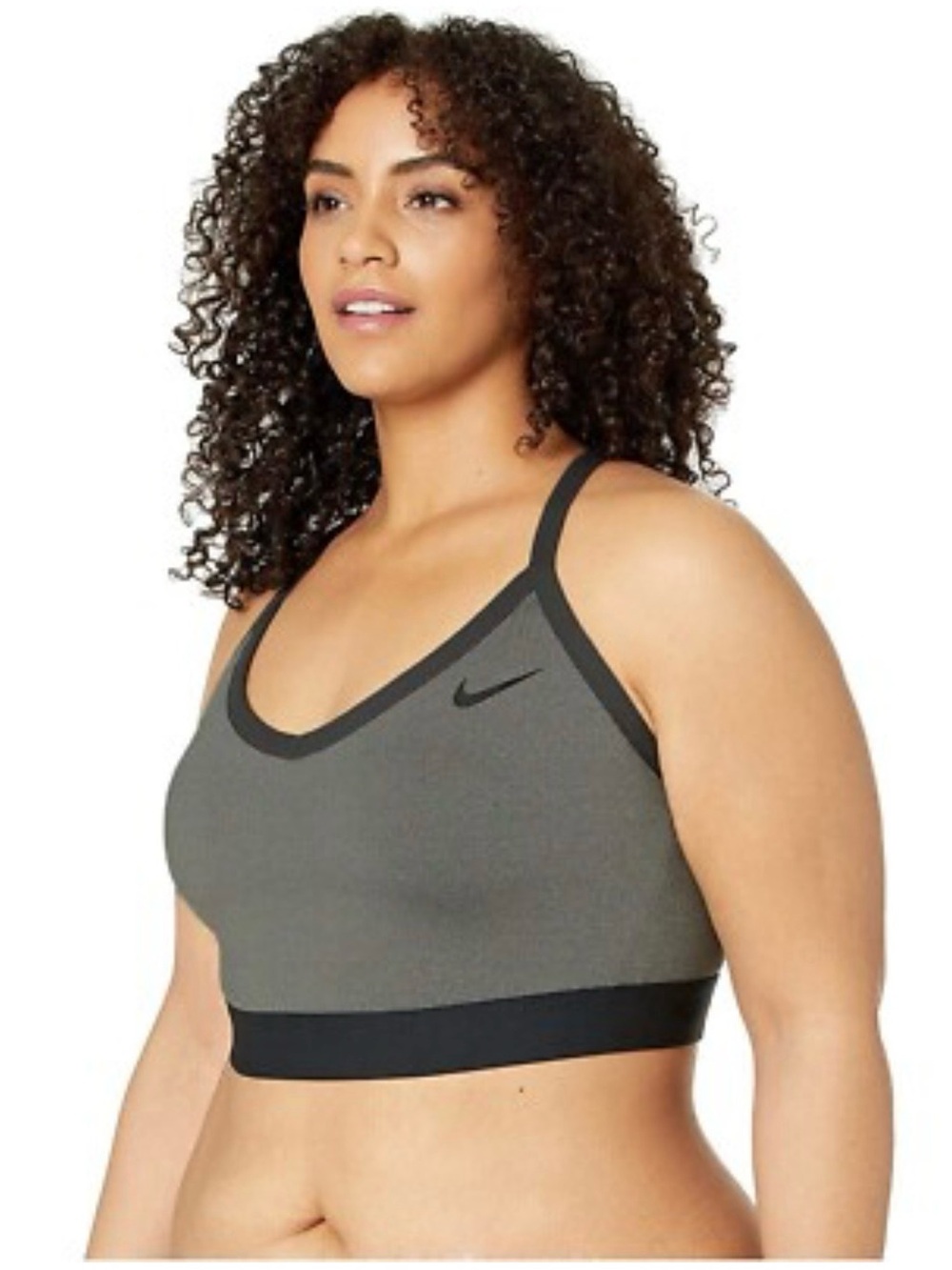 Nike Gray and Black V-Neck Seamless Sports Bra